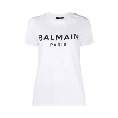 Logo T-shirt Balmain , White , Dames