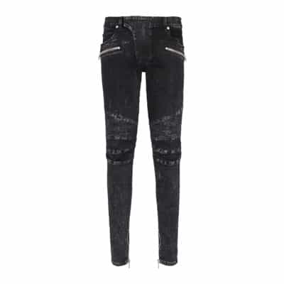 Slim-fit denim jeans met geribbelde details Balmain , Black , Heren