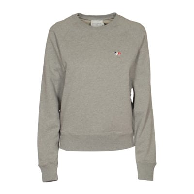 Tricolor Fox Patch Sweater Maison Kitsuné , Gray , Dames