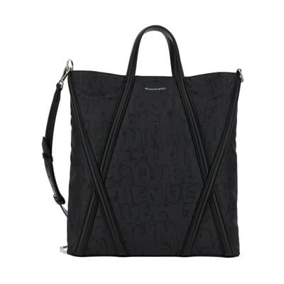 Zwarte Tote Tas met McQueen Graffiti Print Alexander McQueen , Black , Heren