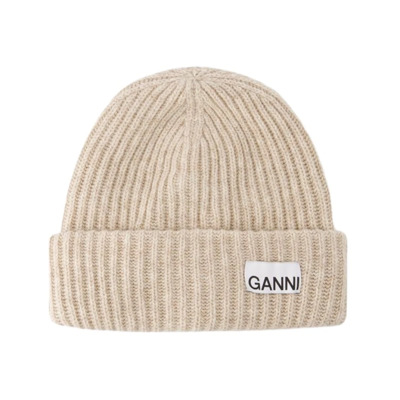 Beanie van gerecycled wol - Beige Ganni , Beige , Dames