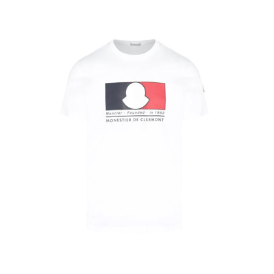 Box Logo Katoenen T-Shirt Moncler , White , Heren