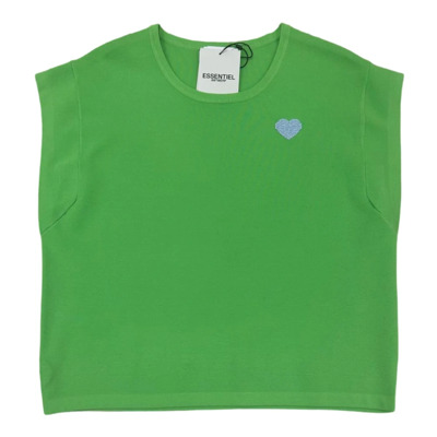 Boxy-Fit Gebreide Shirt met Parelversiering Essentiel Antwerp , Green , Heren