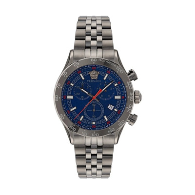 Chronograaf Hellenyium Chrono grijs blauw horloge Versace , Gray , Heren