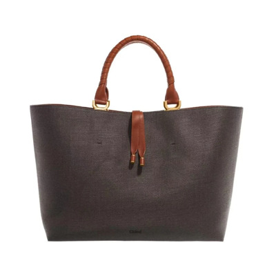 Grijze Leren Tote Tas Shopper Chloé , Brown , Dames