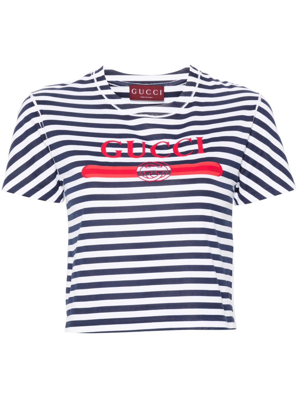 Gucci Cropped T-shirt met logoprint - Blauw