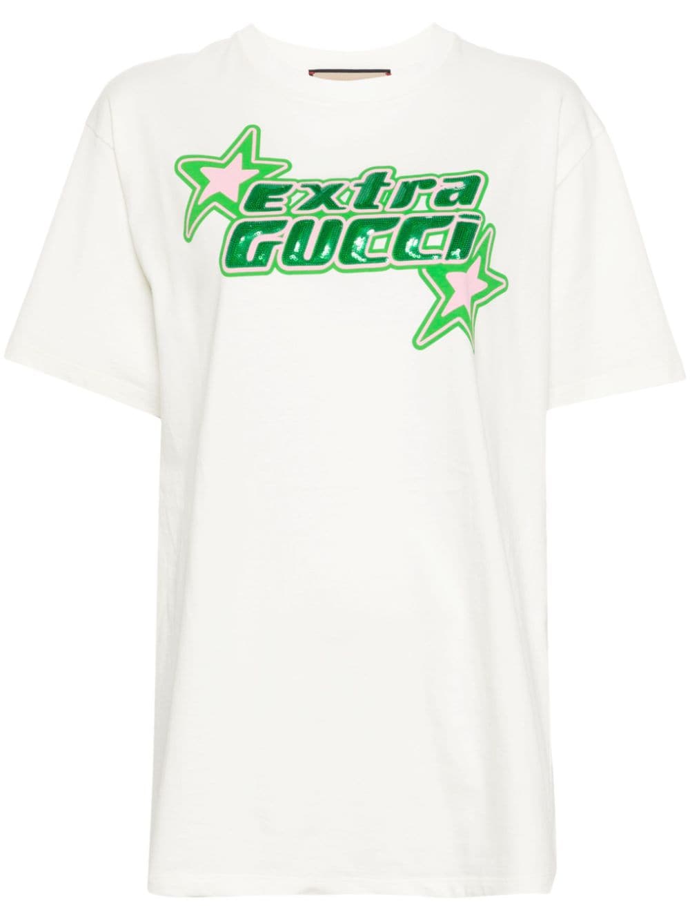 Gucci T-shirt met Extra Gucci-print - Beige
