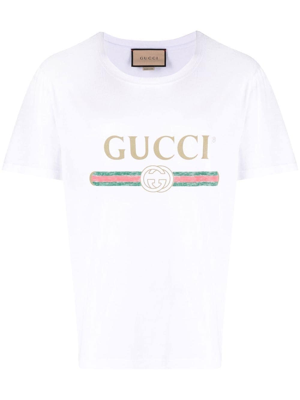 Gucci washed T-shirt met Gucci-print - Wit
