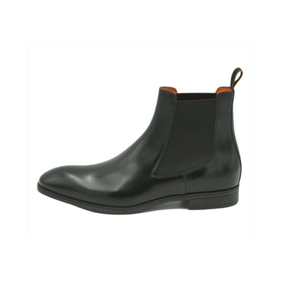 Heren Zwarte Leren Chelsea Laars Santoni , Black , Heren