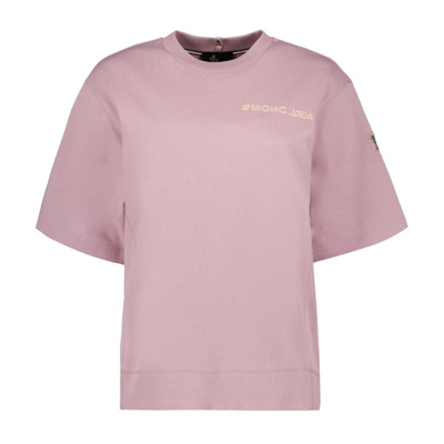 Logo Oversized Ronde Hals T-shirt Moncler , Pink , Dames