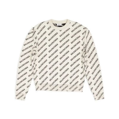 Logo Sweater met Diagonale Plaatsing Balenciaga , Beige , Heren
