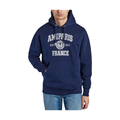 Nautic Blue Biologisch Katoenen Hoodie Ami Paris , Blue , Heren