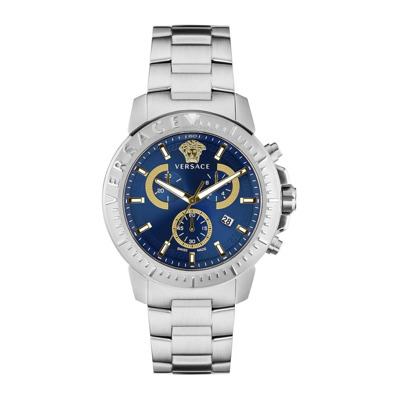 Nieuwe Chrono Chronograaf Horloge Stijlvolle Luxe Versace , Gray , Heren