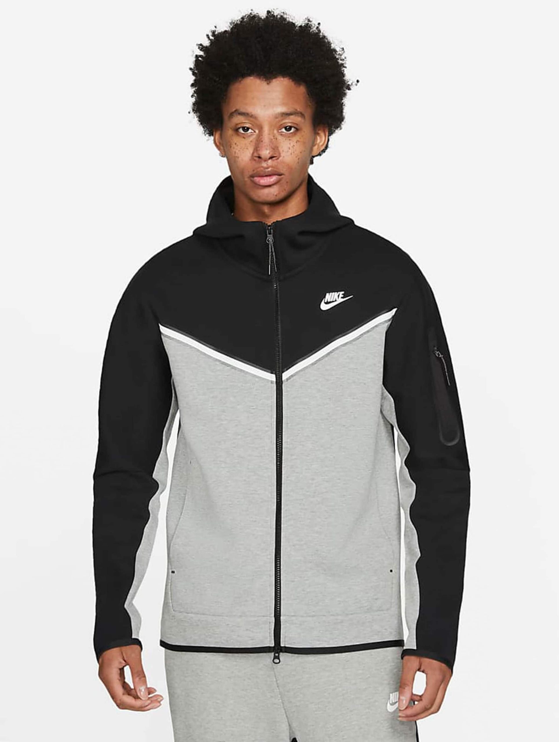 Nike Tech Fleece Fz Wr Zip Hoody Black/Dark Grey Männer,Unisex op kleur grijs, Maat 3XL
