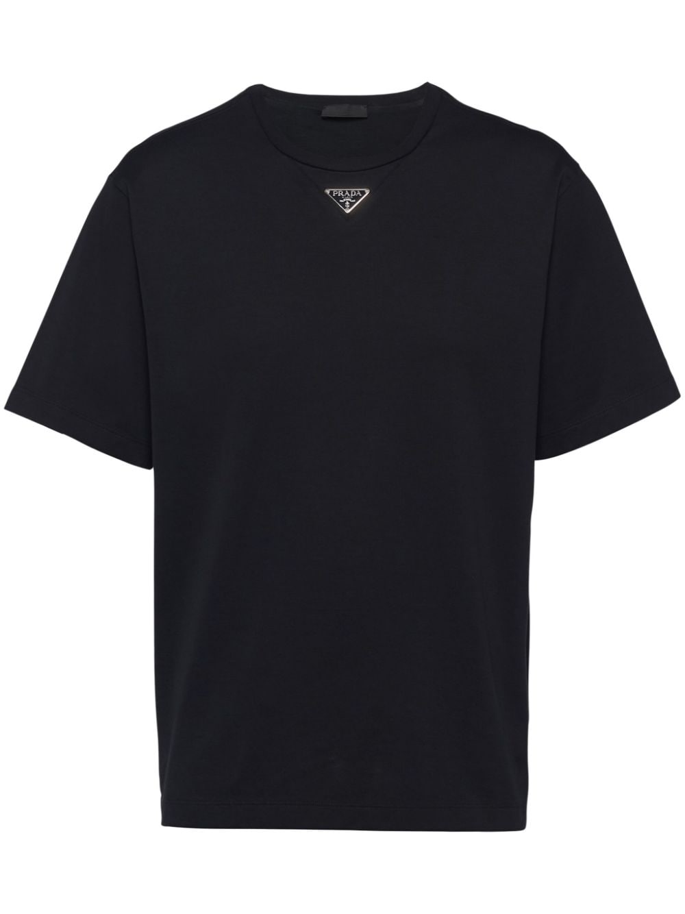 Prada T-shirt met logoplakkaat - Zwart