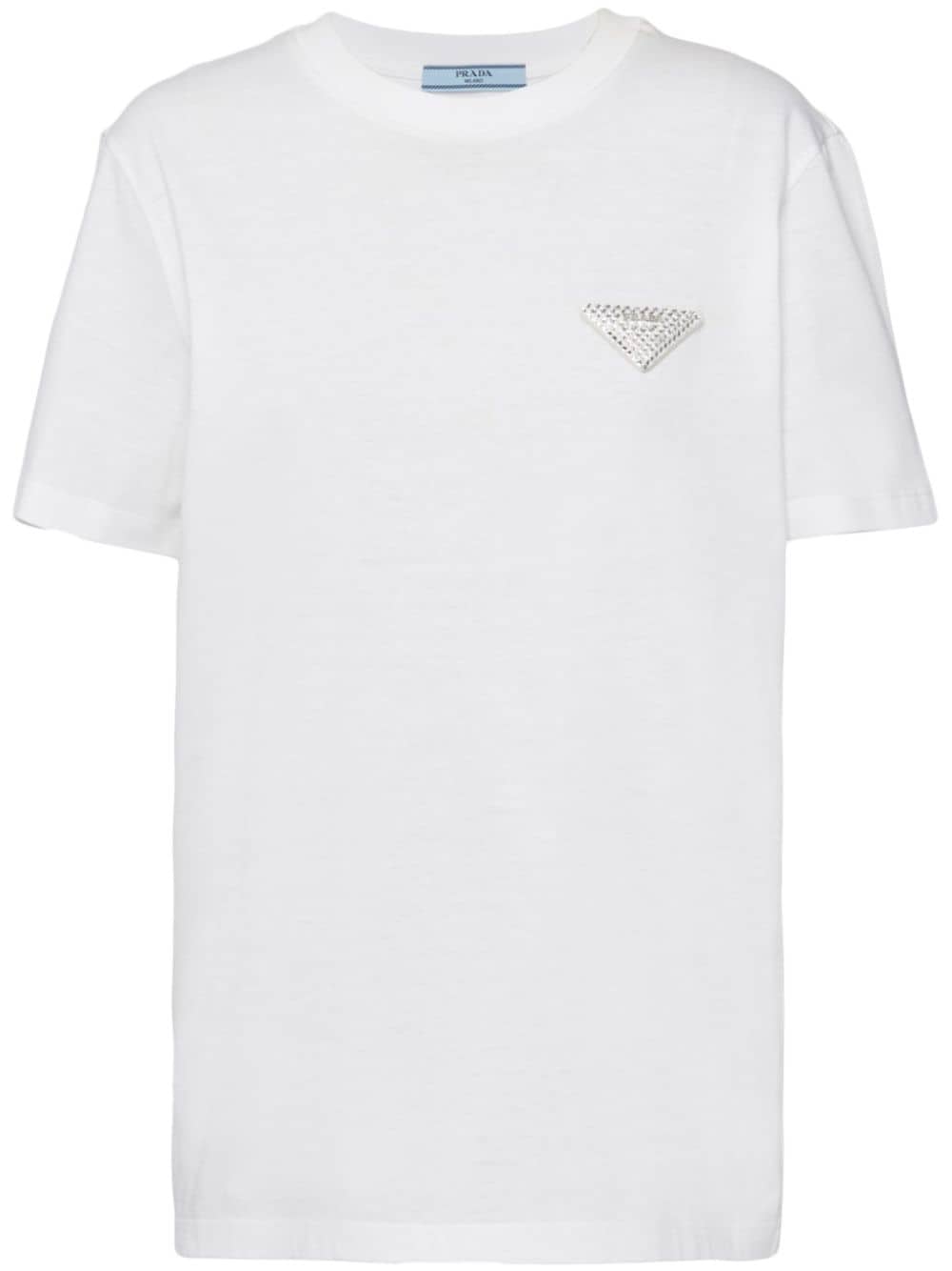 Prada T-shirt verfraaid met kristallen - Wit