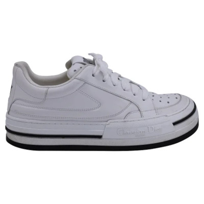 Pre-owned Leather sneakers Dior Vintage , White , Heren