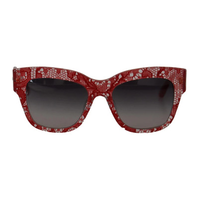Rood Wit Acetaat Zonnebril Grijze Lenzen Dolce & Gabbana , Multicolor , Dames