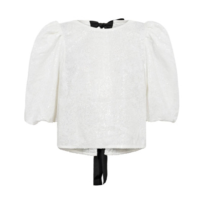 Sequin Bow Blouse Korte Mouw Co'Couture , White , Dames