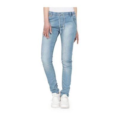 Slim Fit Jeans met Elastische Tailleband voor Dames Carrera Jeans , Blue , Dames