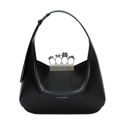 Swarovski Juwelen Hobo Tas in Zwart Leer Alexander McQueen , Black , Dames