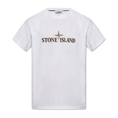T-shirt met logo Stone Island , White , Heren