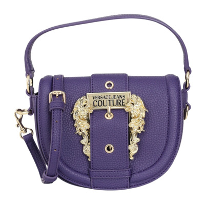 Tote tas met gehamerd patroon en gouden gesp Versace Jeans Couture , Purple , Dames