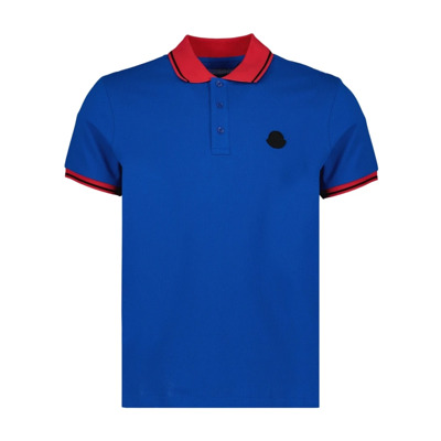 Tricolor Polo Shirt Klassieke Pasvorm Korte Mouw Moncler , Blue , Heren