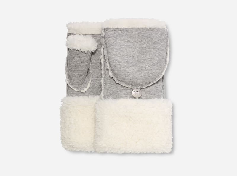 UGG® Omklapwant van gebonden fleece in Grey, Maat S/M, Polyester/Katoen/Fleece