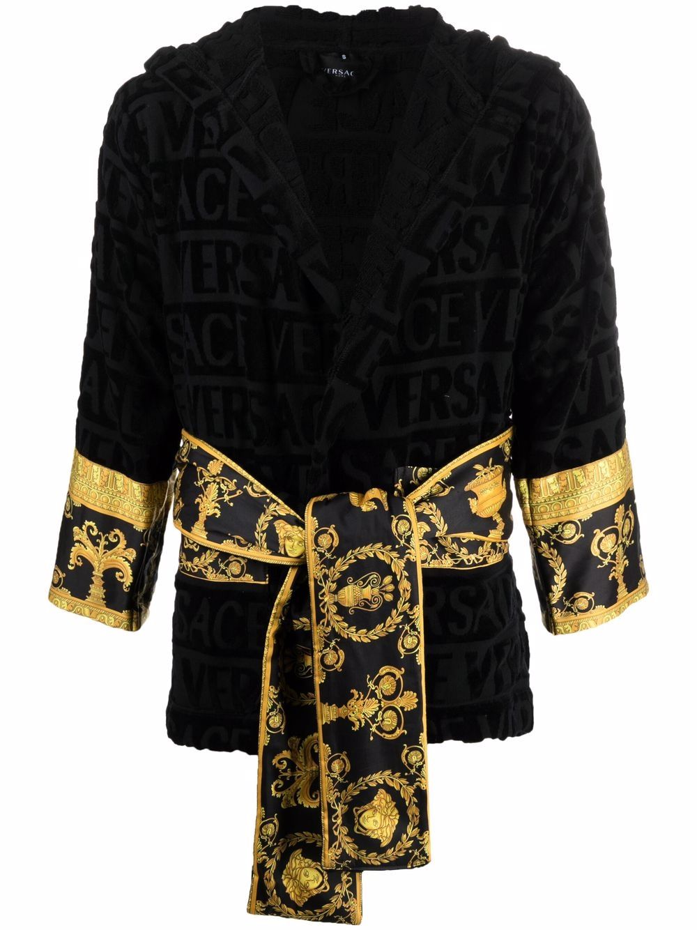 Versace Korte badjas met tekst - Zwart