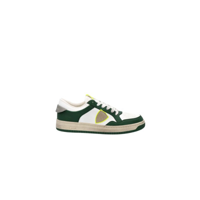 Witte & Groene Lyon Lage Top Sneakers Philippe Model , Multicolor , Heren