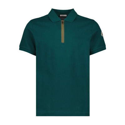 Zip Polo Shirt Classic Short Sleeve Moncler , Green , Heren