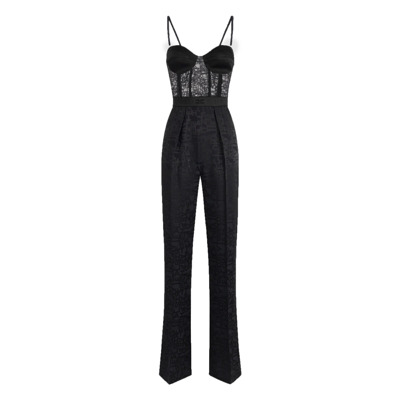 Zwart Jacquard Jumpsuit Palazzo Broek Elisabetta Franchi , Black , Dames