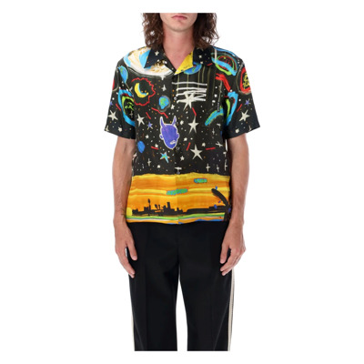 Zwart Multi Zijden Starry Night Bowling Shirt Palm Angels , Multicolor , Heren
