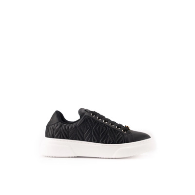 Zwarte Leren Sneakers met Geometrisch Design Elisabetta Franchi , Black , Dames