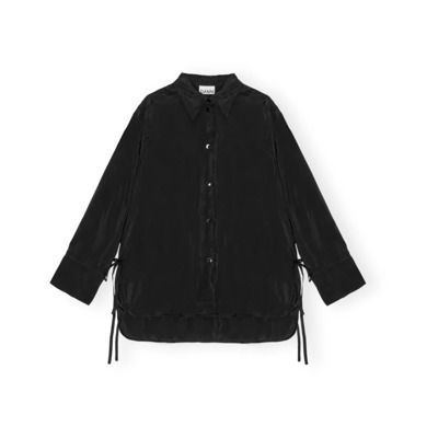Zwarte Oversized Viscose Shirt Blouse Ganni , Black , Dames