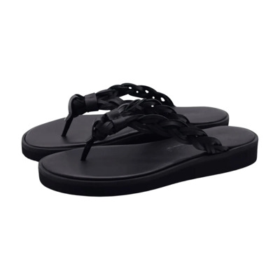 Zwarte Pompoms Sandalen met Gevlochten Leren Bandjes See by Chloé , Black , Dames