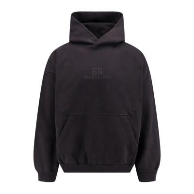 Zwarte Sweatshirt Hoodie Logo Borduurwerk Balenciaga , Black , Heren