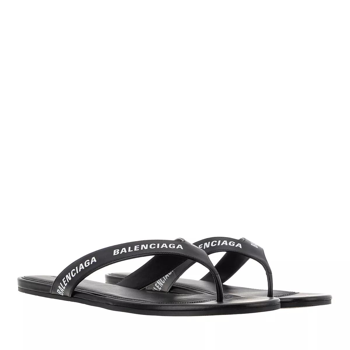 Balenciaga Sandalen - Logo Flip Flop Slippers Plain Leather in zwart