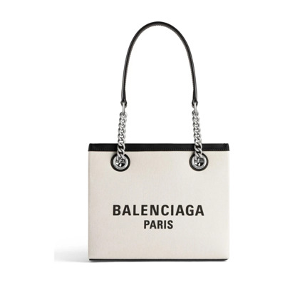 Beige Canvas Tote Tas met Leren Afwerking Balenciaga , Beige , Dames