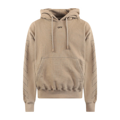 Beige Skate Hoodie met Stiksel Detail Off White , Beige , Heren