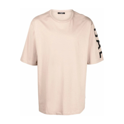 Beige T-shirt met Logo Print Balmain , Beige , Heren