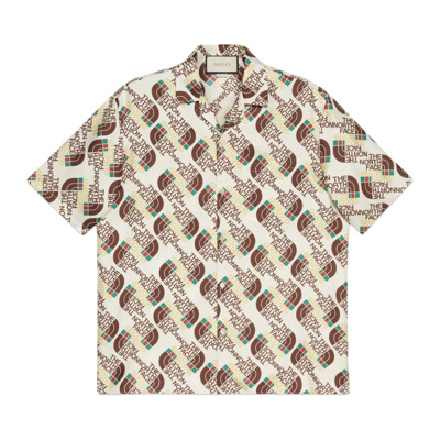 Beperkte Oplage Zijden Shirt Bruin Gucci , Multicolor , Heren