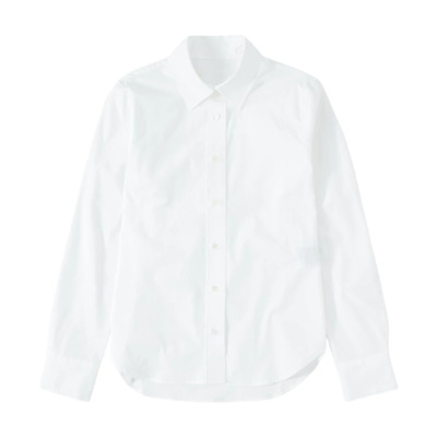 Biologisch Katoenen Chambray Blouse Closed , White , Dames