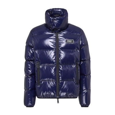 Blauwe Gewatteerde Jas Hoogglans Finish Dsquared2 , Blue , Heren