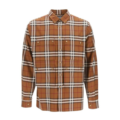 Bruine Casual Shirt Herenmode Burberry , Multicolor , Heren