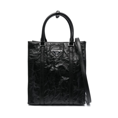 Gekreukelde Tote Tas Prada , Black , Dames