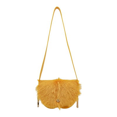 Gele Leren Schoudertas met Flap Sluiting Burberry , Yellow , Dames