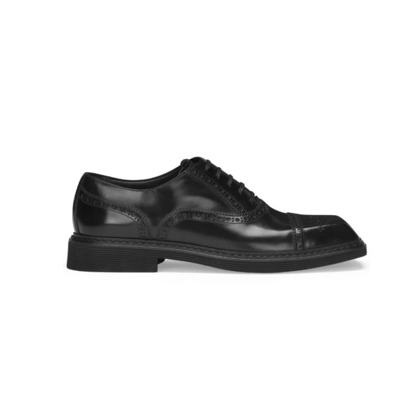 Geperforeerde Derby Schoenen met Vierkante Neus Dolce & Gabbana , Black , Heren