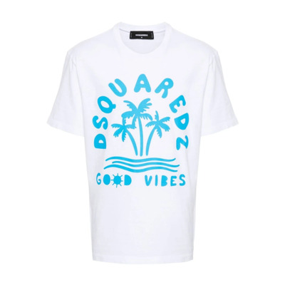 Grafische Print T-shirts en Polos Dsquared2 , White , Heren